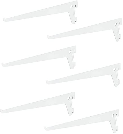 6 x siwitec Einlochträger 400 x 50 mm in Weiss, Regalhalter für ein Regalschienensystem