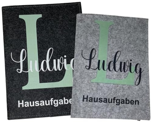 Hausaufgabenheft Hülle personalisiert mit Namen Datum schlicht A5 - Grundschule für Mädchen und Junge - Einschulungsgeschenke Heftumschlag - Geschenkideen Einschulung - Buchstabe Mint