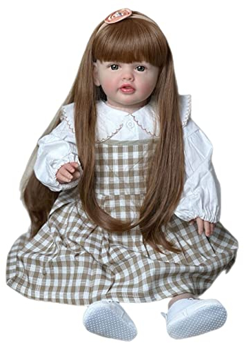 YIHANGG 60cm Reborn Baby Puppe Körper aus Stoff Silikon Kleinkind Spielzeug 24Zoll Lebensecht Mädchen Langes Haar Prinzessin Bebe Weihnachten Geburtstag Geschenk Verkleiden Kunst