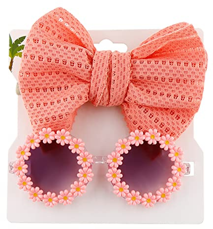 LICHENGTAI Round Lens Flower Glasögon, Baby Baby Hårband, Tillbehör Huvudband, Barn Sollins med Kombinationsset, Baby Fotografi Tillbehör