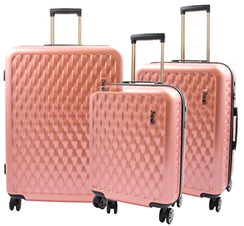 A1 FASHION GOODS 8 Räder Hartschale Premium Gepäck Leichte Koffer Reisetaschen Groovy Rose Gold, rose gold, Set of 3 | Cabin+ Medium+ Large, Gepäckstück mit Rädern