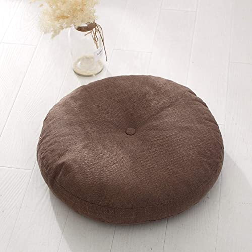 CAZARU Abnehmbares Japanisches Futon-Ottoman-Yoga-Bodenkissen, Tatami-Bodenkissen für Wohnzimmer, Balkon, Sitzkissen im Freien, rundes Leinen-Bodenkissen, 60 cm Durchmesser und 15 cm Dicke