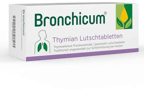Bronchicum Thymian Lutschtabletten | Zur Schleimlösung bei Husten und zur Beruhigung der gereizten Bronchien | 50 Stück