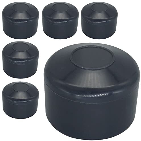 SKIR'CO (6 pcs) Fence Post Caps, Round 42.4 mm Grey Plastic Caps for Round Thick-Walled Fence Posts, Fence Post Covers, Anthracite Grey 7016