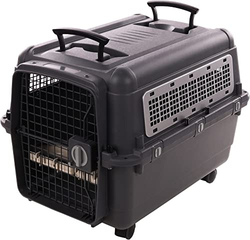 Flamingo Transportkäfig Lanta – Dunkelgrau | Größe M (51 × 71 × 48 cm) | Sicher, Praktisch & Komfortabel für deinen Hund!