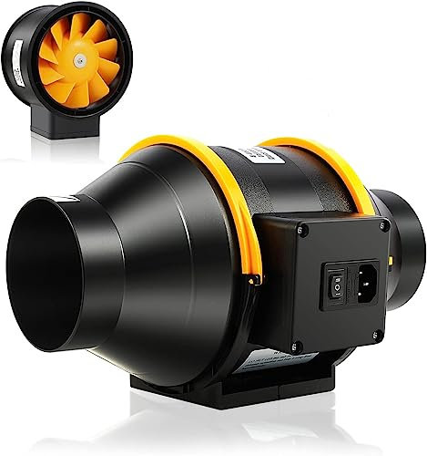 FanGoFast Inline Extractor Fan 100mm/4 inch with Adjustable Speed Controller and UK Plug, Quiet Ventilation Fan for Bathroom, Kitchen, Office, Grow Rooms (Black, 100mm)