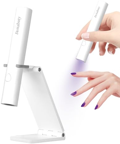 Denabuty UV Lampe für Gelnägel, Mini U V LED Lampe für Nägel Wiederaufladbar mit Ständer Tragbare Kleine UV Nagellampe für Gel Nagellack, zum Aushärten von Nagelkleber & Nail Tips Weiß