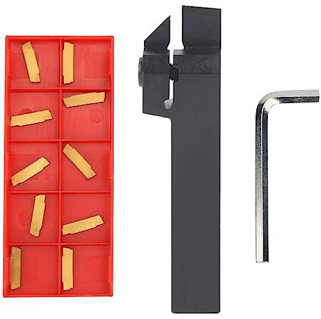 Lathe Parting Tool, Lathe Turning Tool Holder Carbide Turning Tools Inserts MGEHR1616‑2 100mm CNC Lathe Cut off Tool Parting Tool Cut off Holder with 10PCS MGMN200 G Inserts and Wrench