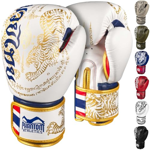 Phantom Athletics boxningshandskar män – Muay Thai | MMA och kickbox | 25 ml boxningshandskar för kampsport | Box handskar män, kvinnor och barn (begränsad utgåva – vit/guld, 25 ml)