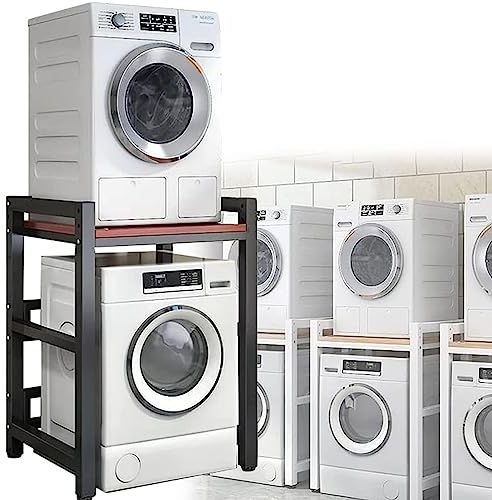 home garden Dryer Stand, Stacking Kit for Front Loader Washing Machines Height Adjustable,Tumble Dryers Over Washer Storage Rack with 300KG Load Capacity black