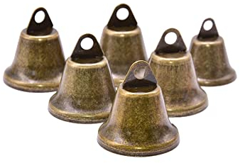 Wisafory 20 Stück Vintage Glöckchen Jingle Bells Deko Glocke Kuhglocke Anhänger zum Basteln Hängende Glöckchen Mini Glocke für Weihnachten Windspiele Hunde Einbruchstraining Bronze 15mm