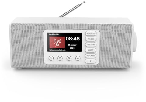 Hama Radio digital con despertador, radio DAB con pantalla grande, radio de cocina, DAB+, radio senior con control fácil, bluetooth, FM, radio despertador, radio estéreo, radio pequeña con buena