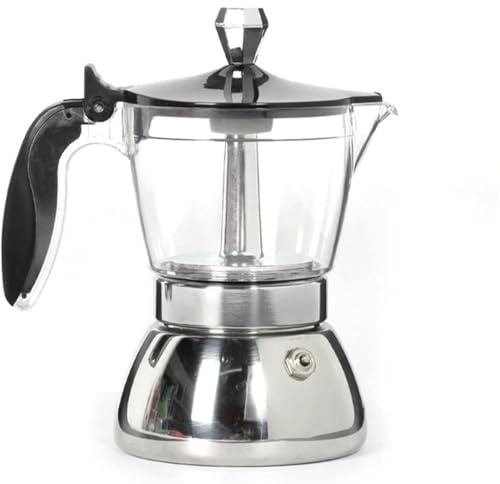 Cafetière transparente avec broyeur, infuseur à poudre expresso visible pour filtre dessiné à la main, idéal pour un usage domestique