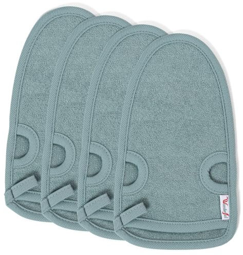 4 Stück Peeling Handschuh, Exfoliating Gloves, Peelinghandschuh körper für Damen und Herren Peeling & Body Scrub(Grau)