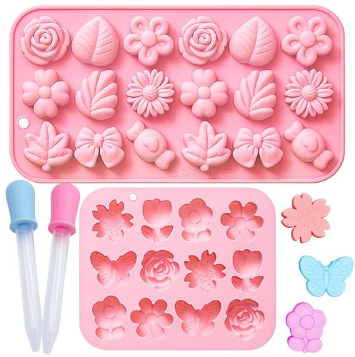 Qaestuan 2 Stück Silikonformen Gießformen, Blume Silikon Seifen Form, 3D DIY Silikonform Kerzen Gießen Formen, Rose Blume Fondant Form, für Kuchen Dekoration Schokolade Süßigkeit Herstellung