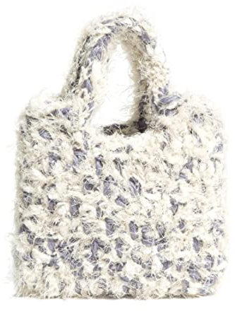 AMULONG Sommer Strandtasche Damen Stricken Kleine Handtaschen Handgewebte Weiche Winter Frauen Taschen Eimer Tote Bunte Einfaches Design Telefon Geldbörse Stroh Handtasche Geflochten(White)