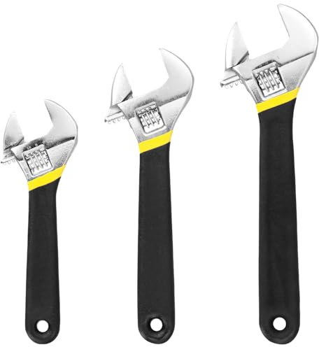 QWORK® 3-Teiliges Verstellbares Rollgabelschlüssel Werkzeug Set (150mm, 200mm, 250mm) - Legierter Stahl, Laserskala, Robuster Einmaulschlüssel -Griffen für Vielseitige Anwendungen