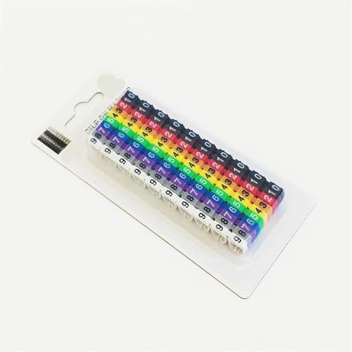 Marcado de cables Etiqueta de Cable marcador de Cable EC-0 EC-1 500 Uds Cable de número de marca 0 a 9 etiquetas de marcador de Cable de PVC de aislamiento de 2,5 mm cuadrados de colores(EC-1-100pcs-0