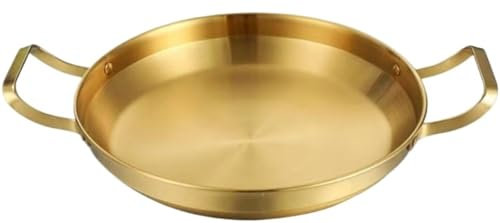 Poêle à paella multifonctionnelle ergonomique à double poignée compatible avec l'induction, poêle à paella antiadhésive avec poignées rivetées, passe au lave-vaisselle, poêle à frire et sauteuse pour