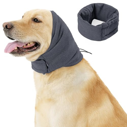 DKDDSSS Beruhigende Ohrenschützer für Hunde - Ohrenschützer Hund - Hundeschal - Effektiver Gehörschutz für Hunde - Mütze Hund - Komfort & Sicherheit (Grau, M)