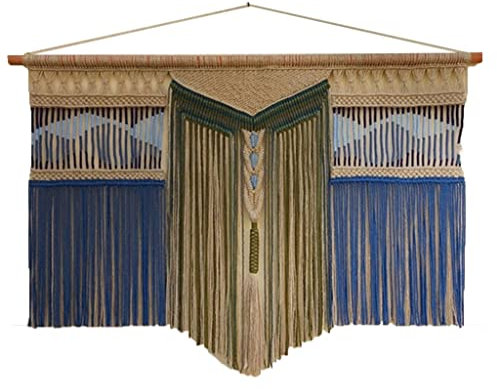 ERVDKXCOI Tapisserie tissée à la Main avec Glands Grands Rid Tapisserie tissée en Corde de Coton colorée de Style Vintage, décoration Murale à Motif Abstrait for la Maison(150x100cm/59x39.4in)
