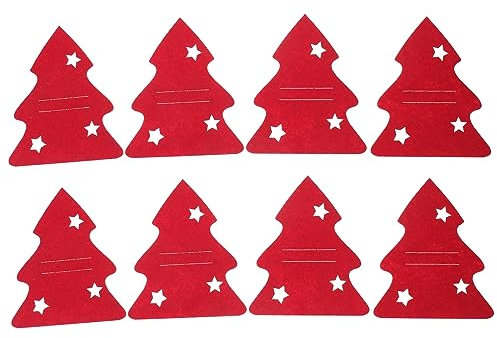 WATIIFUFU 8 Pièces Accessoire De Fête De Noël De Noël Poches Porte-ustensiles Porte-Couverts De Noël Couverture D'argenterie De Noël Porte-argenterie pour La Fête Feutrine Rouge