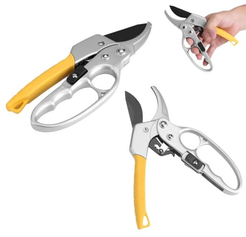 2PCS Ratchet Pruning Shear, Gardening Scissors High Carbon Steel Garden Pruner Plant Clippers Pruning Plant Shears for Cutting Flower Hedge