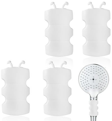 Lyreh 4uds Soporte Cabezal Ducha de Silicona, Reubicable Universal Soporte Cabezal Ducha Ventosa Sin Perforación(Blanco)