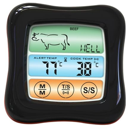 LAPYAPPE Termometro Digitale Da Cucina Con e Timer Termometro Per Barbecue Con Probe Nera e Rossa Misurazione Precisa Della Temperatura Per e Cibi Per Amanti Del Bbq
