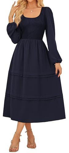 GRACE KARIN Women's Long Sleeves Dress Winter Dresses Casual Knitted Dresse with Pocket Wedding Guest Navy Blue XXL