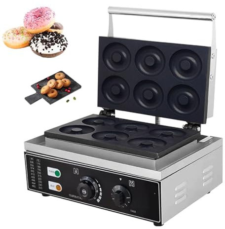 Macchina Per Ciambelle Commerciale A 5 Fori - 1550 W, Riscaldamento Bilaterale, 50-300 °C, Macchina Per Ciambelle Elettrica, Padella Antiaderente, Per Uso Domestico, Panetteria, Pasticceria ,6 squares