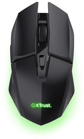 GXTrust 1108 Vylax Mouse Gaming Wireless Ricaricabile, 80 Ore di Autonomia, 800-4800 DPI, Illuminazione LED, Ricevitore USB Riponibile, 6 Pulsanti, Mouse Senza Fili RGB per Computer Laptop, Nero