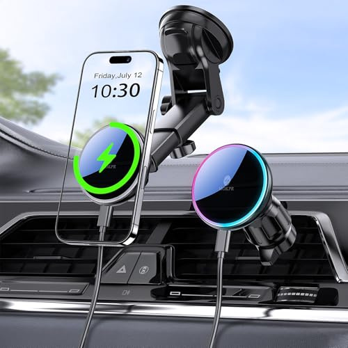 MOKPR für MagSafe Autohalterung mit Ladefunktion | 15W für Magsafe Autohalterung Ladefunktion Handyhalterung Auto Magnet mit Ladefunktion für iPhone 17/16/15/14/13/12