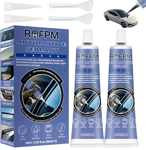 ROFPM Karosseriekleber Schwarz, Scheibenkleber Auto, Silikon Spachtelmasse, Auspuff Dichtmasse, Hitzebeständiger, Wasserdicht, Gummi Kleber für Autotüren, Windschutzscheibe, Scheinwerfer, Autodächer