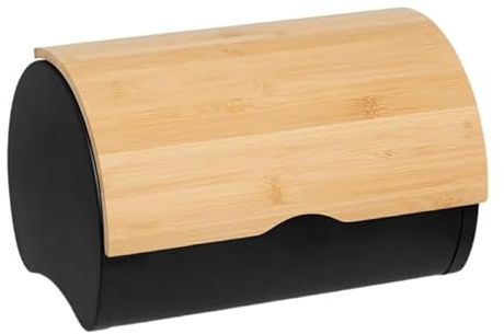 Paris Prix FIVE Simply Smart - Boîte à Pain en Métal Bambou 32cm Noir & Naturel