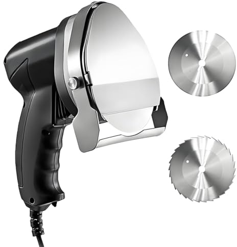 COAKUE Cuchillo eléctrico de Mano para Gyros, Cortador de Carne para shawarma, Doner y Kebab, Capacidad de Corte de 60 kg/h con 2 Cuchillas para Uso doméstico o Restaurante. Wired