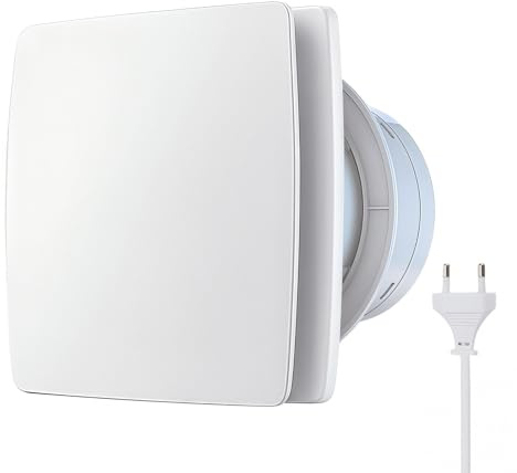 Bacxzomx Badlüfter 100mm mit Rückstauklappe, Leiser Abluftventilator 12W Ventilator Badezimmer Lüfter mit 1,1 m EU-Stecker, Wandlüfter 100mm WC Lüfter für Bad Küche Gewächshaus Garage, Weiß