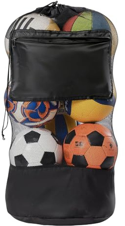AMFUN Extra Große Ballnetz, Große Tasche aus Netzgewebe, Tragbare Ballnetz Sports Ball Ballnetz, mit Kordelzug und Schultergurt, für Fußball Basketball Fußball Volleyball Rugbyball