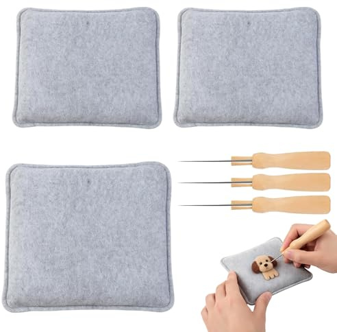 3 Pcs Base Fieltro Manualidades Tabla Fieltro Aguja Base Fielt-rro Aguja 15*12.5*3.5/20×18×3.5cm Herramientas Básicas Para Principiantes Con 3 Ago Per Infeltrimento Singolo (Grisgris Claro)