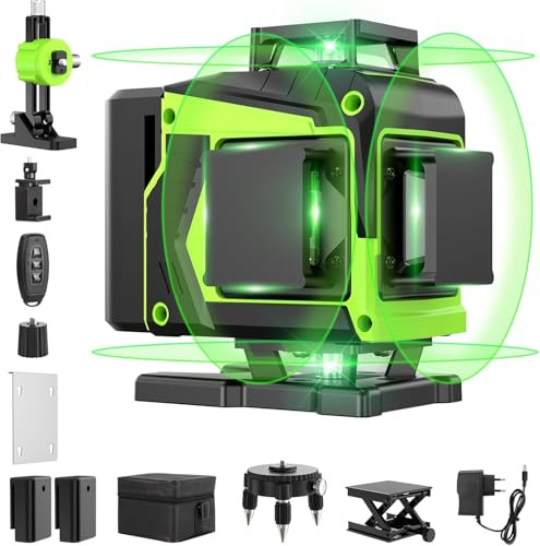 Láser de líneas cruzadas verde 16 líneas láser de nivelación, 4 x 360 ° nivel láser, láser de líneas cruzadas autonivelante