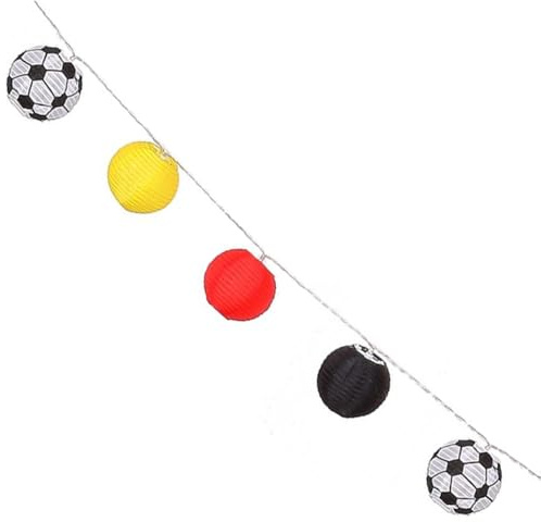 BLicht LED Solar Lichterkette Deutschland Fußball 3,3m – 12 Lampions in Schwarz Rot Gold, IP44 Outdoor, Bunte Garten- & Terrassendeko für EM, WM & Partys