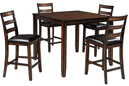 Signature Design by Ashley Coviar 5 Piece Counter Height Dining Set, Includes Table & 4 Barstools, Brown