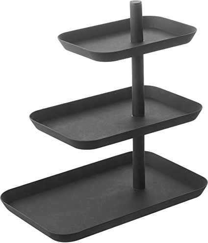 Yamazaki Soporte para tartas 4281 TOWER con 3 niveles, negro, acero, diseño minimalista