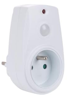 Perel Prise intermédiaire avec interrupteur crépusculaire, non-programmable, 230 V, 280 W, terre française type E, blanc
