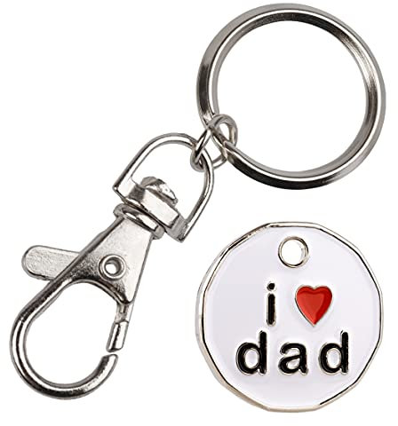 Harts 1 unit New Shape £1 coin Trolley Tokens Keyrings Supermarket Locker (I love Dad)