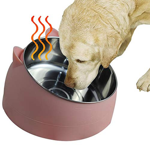 PJDDP Riscaldata Pet Bowl per Gatti Riscaldata per Cani Ciotola per Acqua Termica per Animali Domestici in Acciaio Inossidabile per Esterni con Cavo Resistente alla Masticazione da 59 Pollici,Rosa