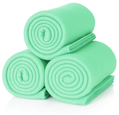 ALCLEAR 3 Stück Oeko Tex Fleecedecken, Farbe: mintgrün, tolle Größe 130x160 cm, über 200 g/m2, Sofadecke Couchdecke Wohndecke, Picknickdecke Sofaüberwurf Decke