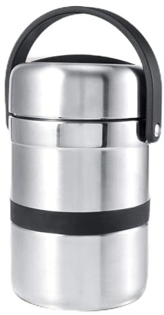 Thermobehälter für Essen, 1,8 L, Edelstahl, Isolierbehälter mit Wärmedämmung und Silikondichtung, für Suppe, Babynahrung, Obst, Zuhause, Büro