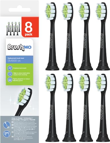 Brushmo Ersatzbürsten Kompatibel mit Philips Sonicare Elektrische Zahnbürste, schwarz, 8er-Pack (Modell BM668bk)