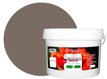 Pintura natural ecológica interior exterior de satén Natura – 10 l/130 m² [Clase energética A+], marrón topo